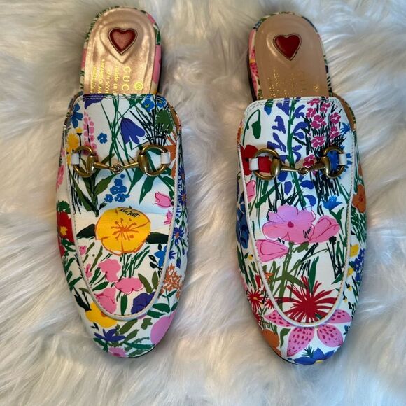 LIMITED EDITION Gucci X Ken Scott Princetown Floral Mules - Picture 2 of 11
